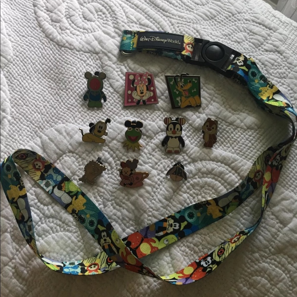 Disney pins & lanyard